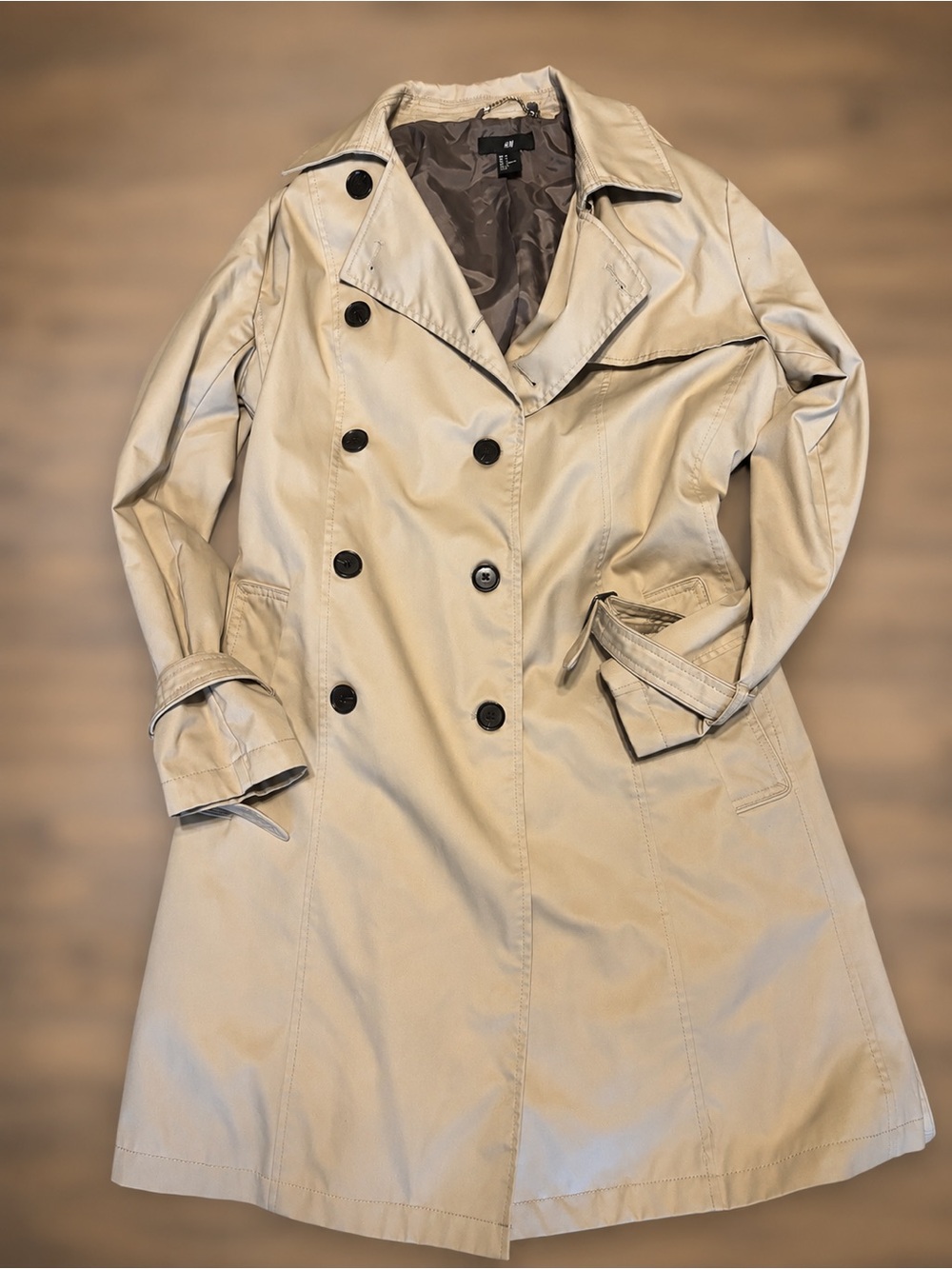 H&M Double-Breasted Beige Trench Coat